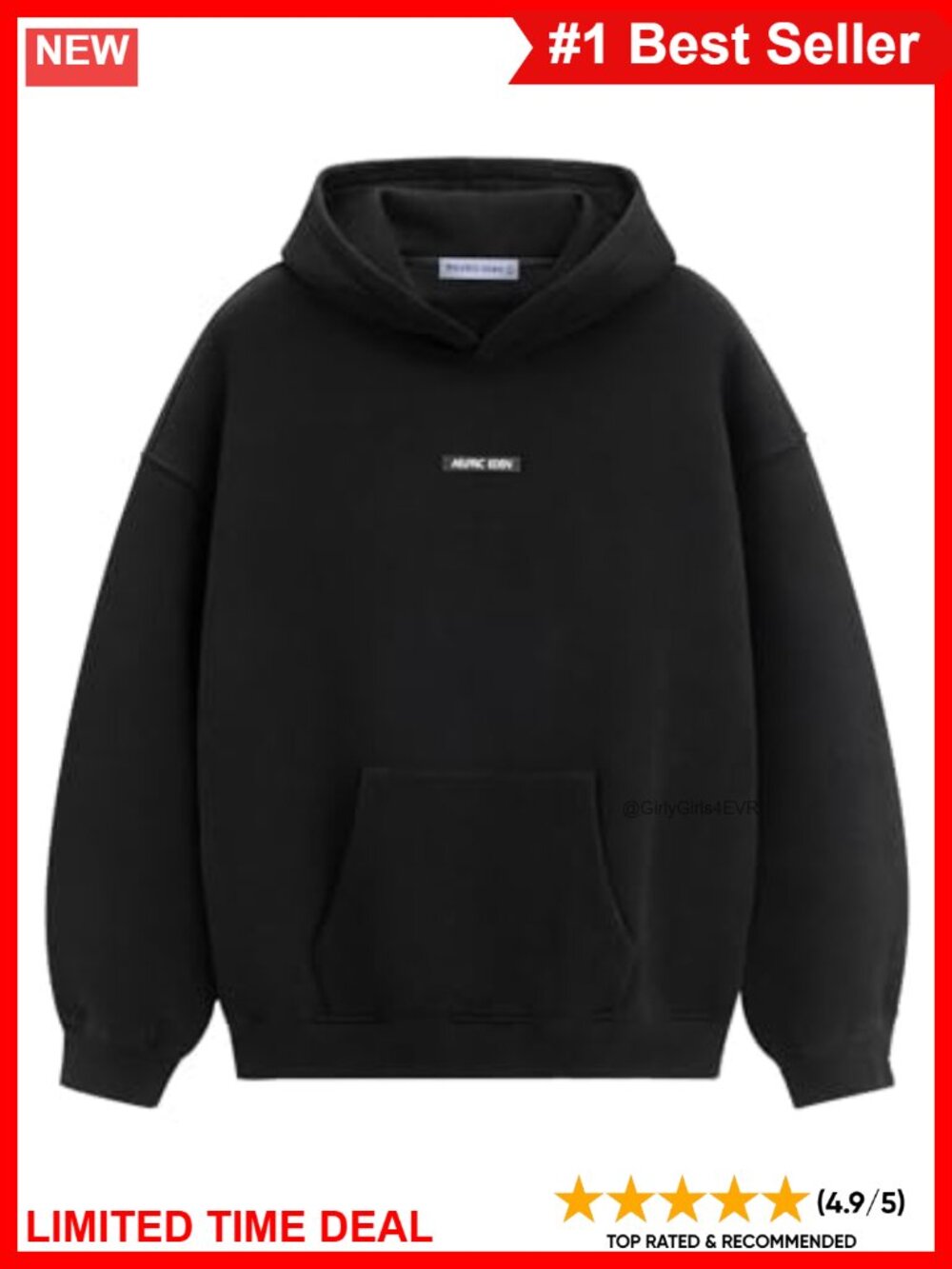 Fleece Lined Oversized Hoodie Pullover Kangaroo Pocket